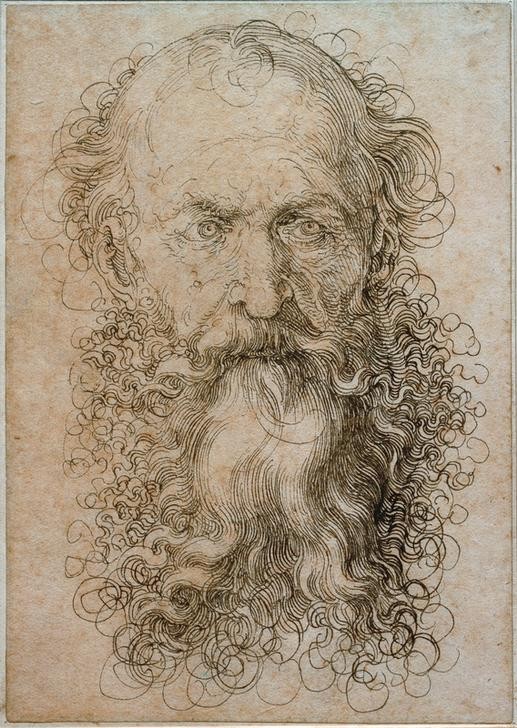 Albrecht Dürer, Kopf eines alten Mannes mit langem Bart (Deutsche Kunst,Kunst,Lebensalter,Mann,Mensch,Alter,Bart,Renaissance,Portrait,Studie,Vollbart,Kopf,Alter Mann)