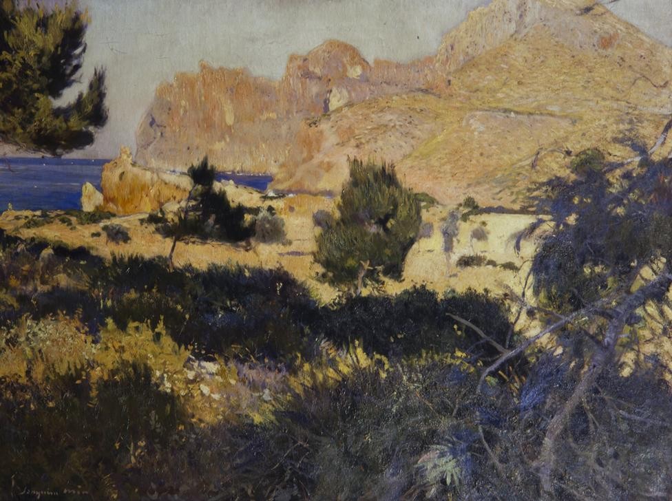 Joaquim Mir, Mallorca (Küste, Landschaft, Berge, Gebirge, Meer, Küste, Insel, mediterran, Post-Modernisme, Malerei, Klassische Moderne, Wunschgröße, Wohnzimmer, Treppenhaus, bunt)