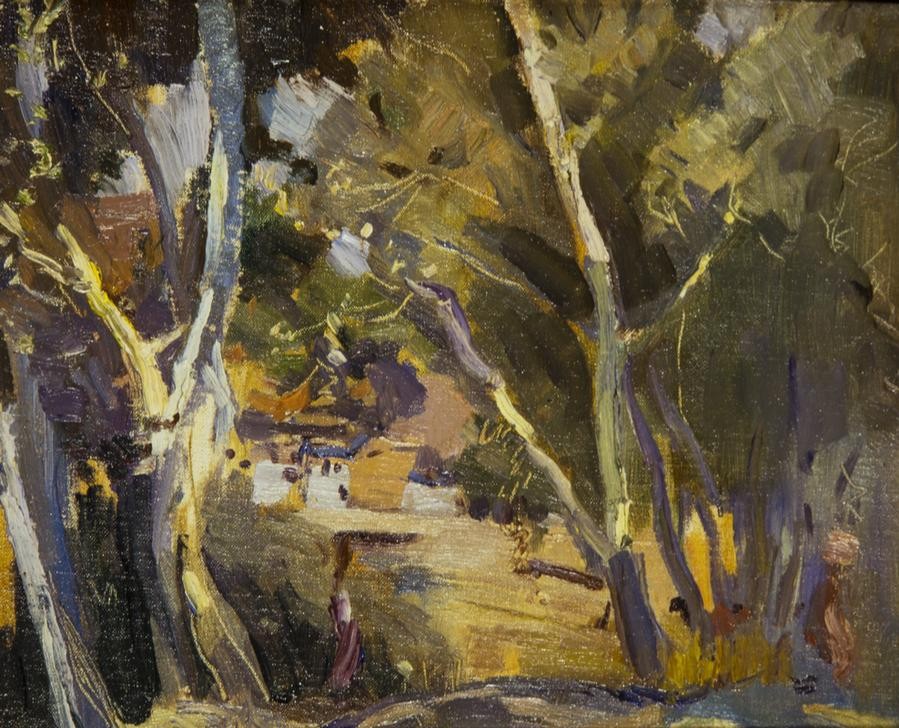 Joaquim Mir, Miravet (Landschaft ,Bäume, Post-Modernisme, Malerei, Klassische Moderne, Wunschgröße, Wohnzimmer, Treppenhaus, bunt)