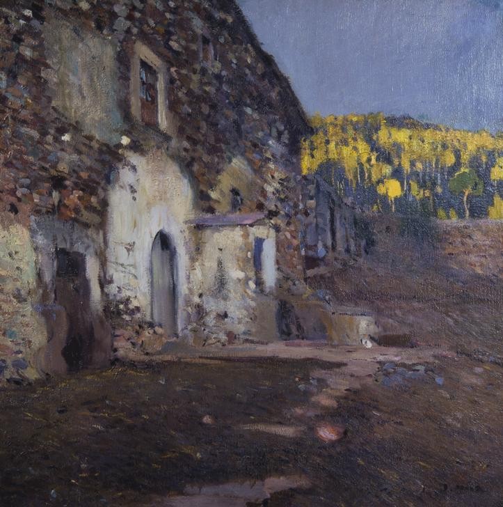 Joaquim Mir, Das Portal (Haus, Portal, rustikal, mediterran, Katalanische Kunst,  Post-Modernisme, Malerei, Klassische Moderne, Wunschgröße, Wohnzimmer, Treppenhaus, bunt)
