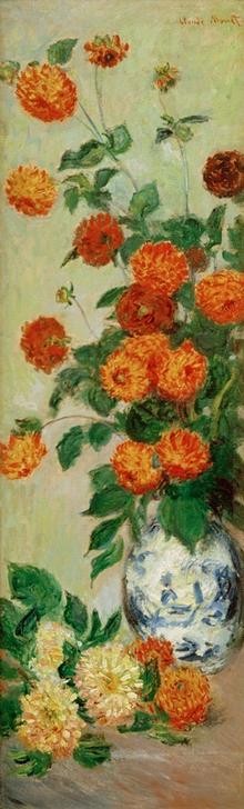 Claude Monet, Dahlias (Kunst,Impressionismus,Stillleben,Blumenstrauss,Vase,Chinoiserie,Französische Kunst,Dahlie,Blume,Chinavase)