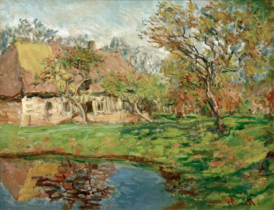 Claude Monet, Chaumière normande (Bauernhaus,Haus,Kunst,Landschaft,Impressionismus,Strohdach,Französische Kunst)