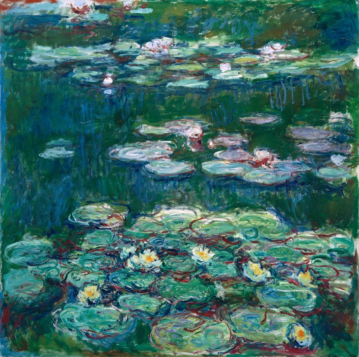 Claude Monet, Nymphéas blancs et jaunes (Botanik,Garten Und Park,Kunst,Maler (Künstler),Wasser,Wasserpflanze,Impressionismus,See,Seerose,Französische Kunst,Blume,Zierteich,Gartenteich)
