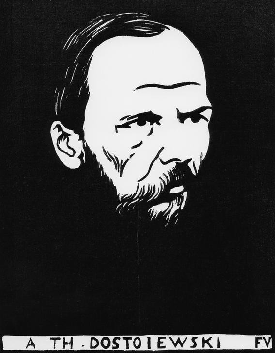Felix Vallotton, A Th. Dostoiewski (Literatur,Mann,Schriftsteller,Portrait,Französische Kunst,Schweizerische Kunst,Kopf,Person)