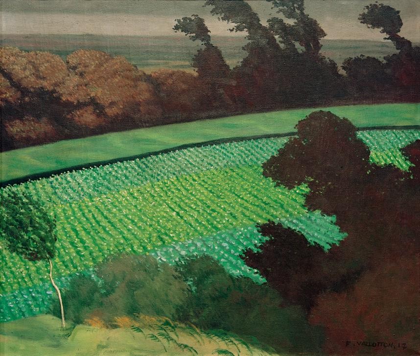 Felix Vallotton, Coup de vent, Honfleur (Ackerbau,Kunst,Landschaft,Meteorologie,Wind,Acker,Französische Kunst,Feld,Schweizerische Kunst,Nabis,Landwirtschaft)