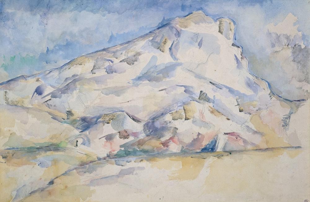 Paul Cézanne, La montagne Sainte Victoire (Kunst,Landschaft,Impressionismus,Französische Kunst,Jahrhundertwende,Bleistift,Berg)