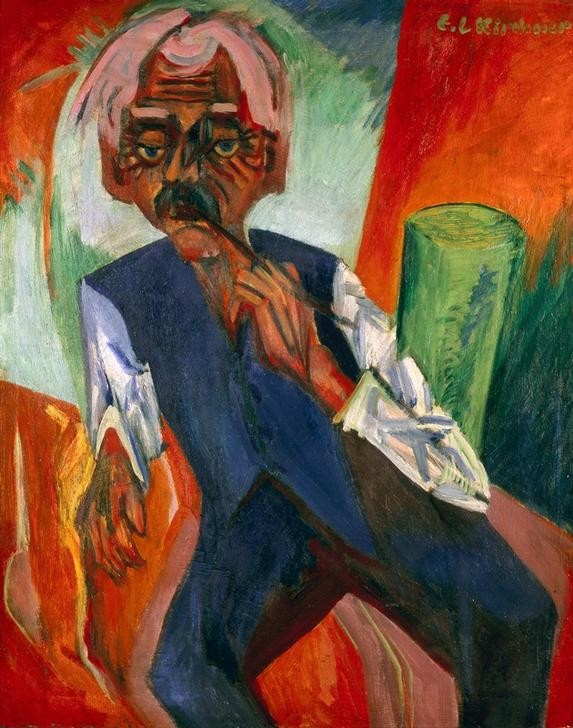 Ernst Ludwig Kirchner, Alter Bauer (Bauer (Landwirt),Deutsche Kunst,Mann,Alter,Portrait,Expressionismus,Die Brücke,Alter Mann)