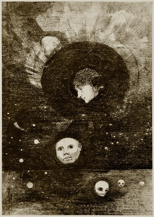 Odilon Redon, Das Keimen (Kunst,Traum,Symbolismus,Surrealismus,Phantastische Kunst,Französische Kunst,Evolution,Schweben,Kopf)