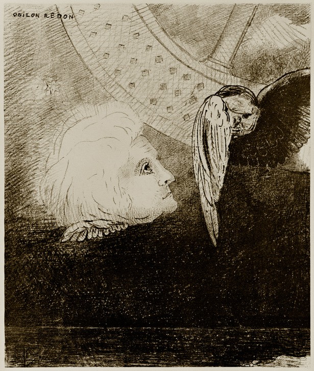 Odilon Redon, Das Rad (Kunst,Rad,Traum,Symbolismus,Surrealismus,Phantastische Kunst,Französische Kunst,Schwerelosigkeit,Schweben,Kopf,Flügel (Schwinge))
