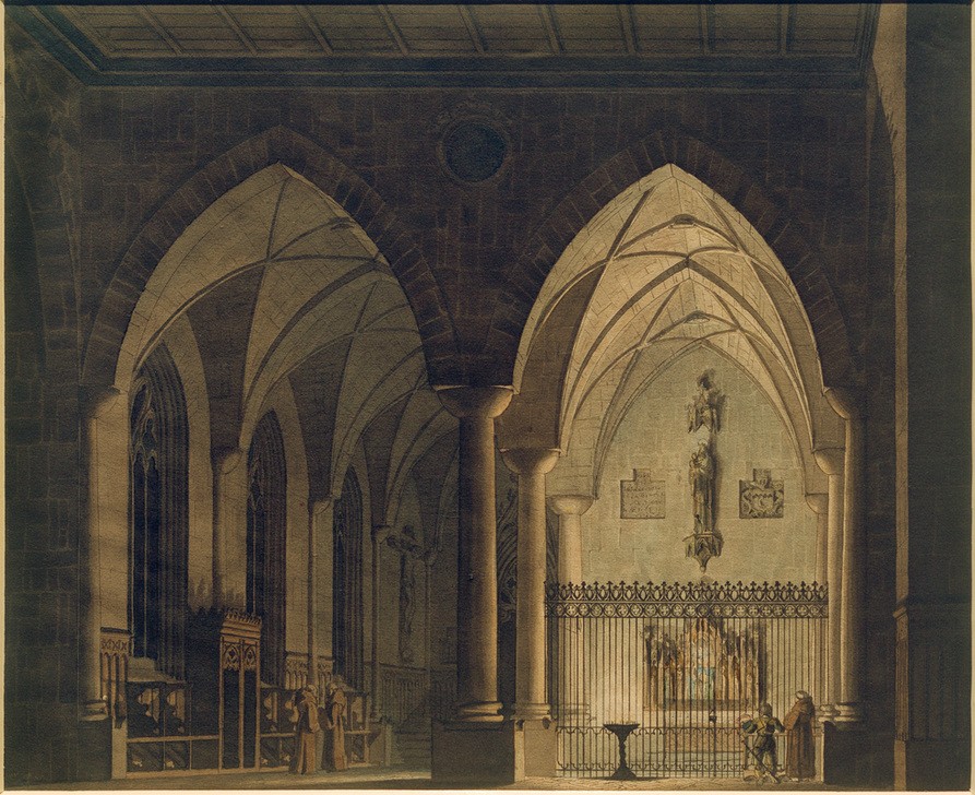 Wilhelm Gail, Gotisches Kircheninneres  (Architektur, Architekturmalerei, Interieur, Kirche, Kirchenschiff, Gotik, Gewölbe, Wunschgröße, Klassiker, Wohnzimmer)