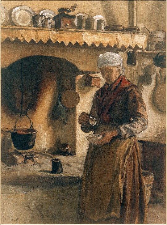 August August Xaver Carl von Pettenkofen, Italienische Bäuerin am Herd  (Mensch und Gesellschaft)