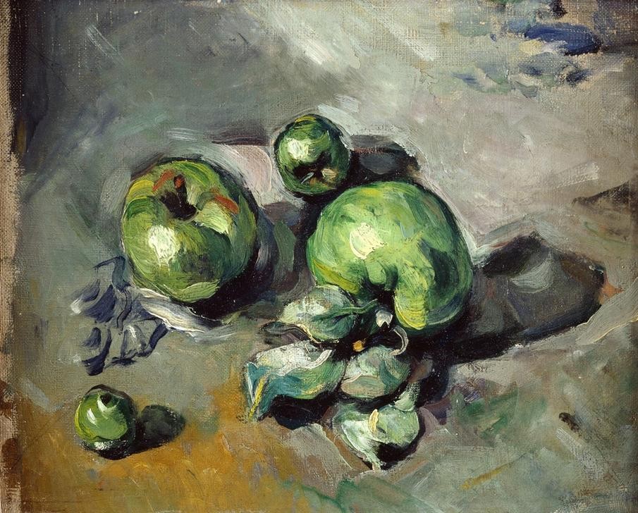 Paul Cézanne, Pommes vertes (Apfel,Kunst,Obst,Impressionismus,Nahrungsmittel,Stillleben,Französische Kunst)