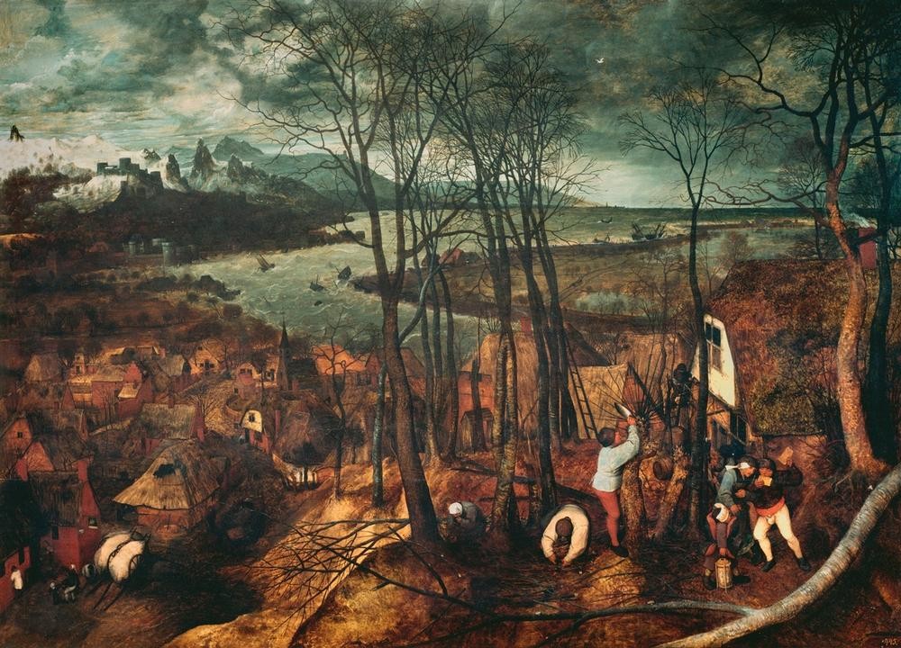 Pieter Brueghel der Ältere, Der düstere Tag (Bauer (Landwirt),Botanik,Dorfkind,Dorf,Februar,Forstwirtschaft,Herbst,Herrenmode,Holzsammeln,Jahr Und Kalender,Jahreszeiten,Kalender,Kindermode,Kind,Laterne,Licht Und Beleuchtung,Mann,Meteorologie,Mode,Monat,Mutter Und Kind,Strassenszene,Szene,Volkskunde,)