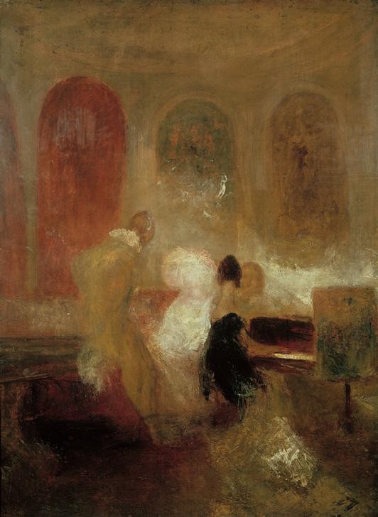 JOSEPH MALLORD WILLIAM TURNER, A Music Party, East Cowes Castle (Music at East Cowes Castl (Konzert,Musik,Party,Instrument,Klavier,Soiree,Interieur,Englische Kunst,Romantik)