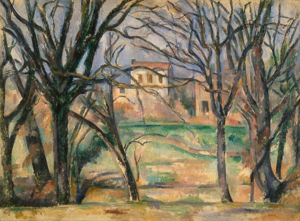 Paul Cézanne, Arbres et maisons (Haus,Kunst,Landschaft,Impressionismus,Baum,Französische Kunst)