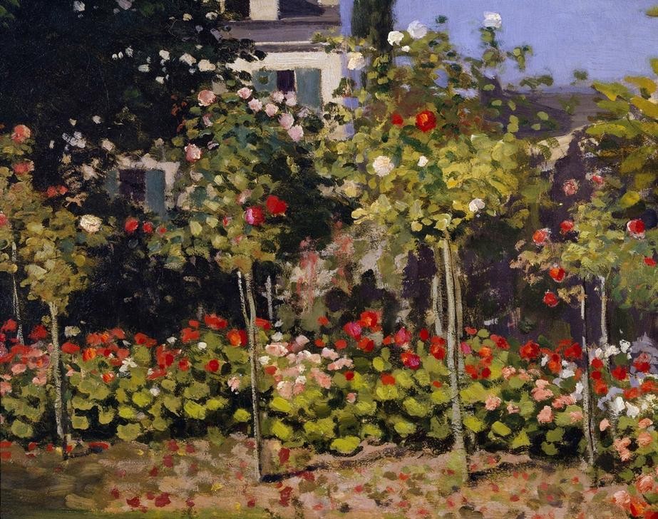 Claude Monet, Jardin en fleurs (Botanik,Kunst,Landschaft,Impressionismus,Hausgarten,Französische Kunst,Ziergarten,Blume,Ausschnitt,Garten)