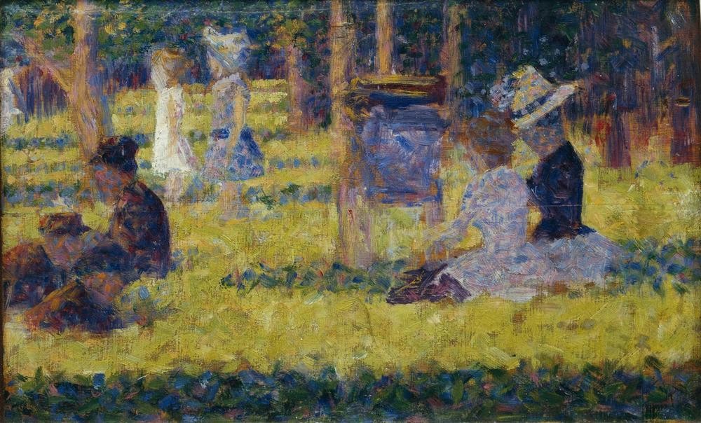Georges Seurat, Un dimanche aprèsmidi à la Grande Jatte (Ausflug,Freizeit,Nachmittag,Sonntag,Impressionismus,Pointillismus,Reise,Bürgertum,Studie,Französische Kunst,Ufer)