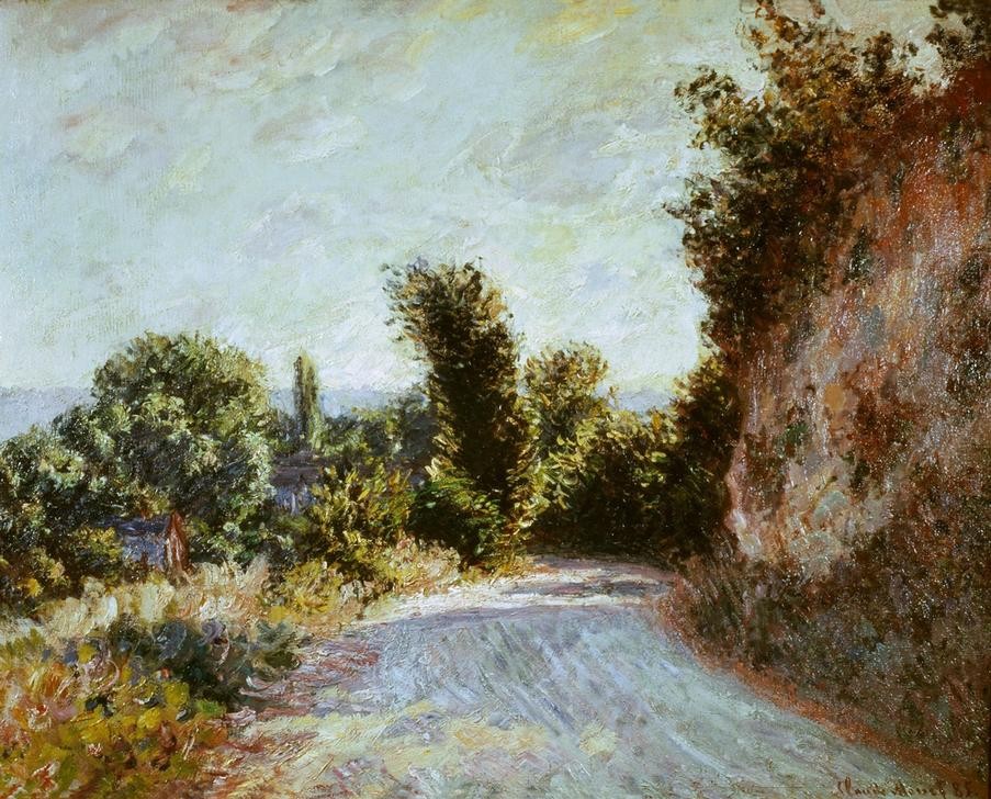 Claude Monet, Route près de Giverny (Landstrasse,Landschaft,Strasse (Allgemein),Impressionismus,Französische Kunst)