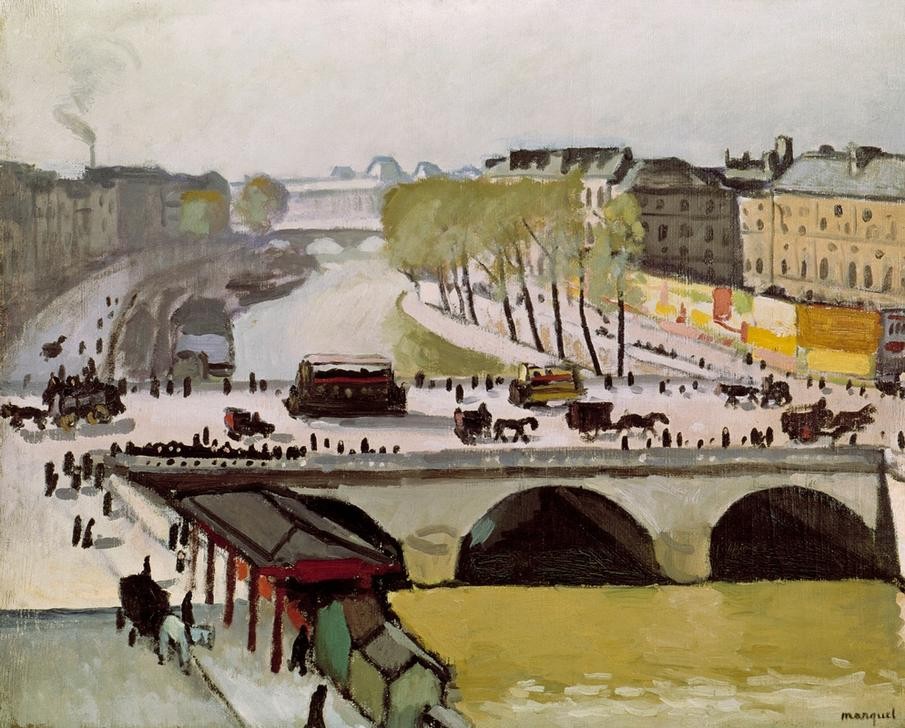 Albert Marquet, Pont Saint-Michel (Brücke,Verkehr,Impressionismus,Grossstadt,Fluss,Fauves,Vedute,Architekturdarstellung,Französische Kunst,Uferstrasse,Jahrhundertwende)