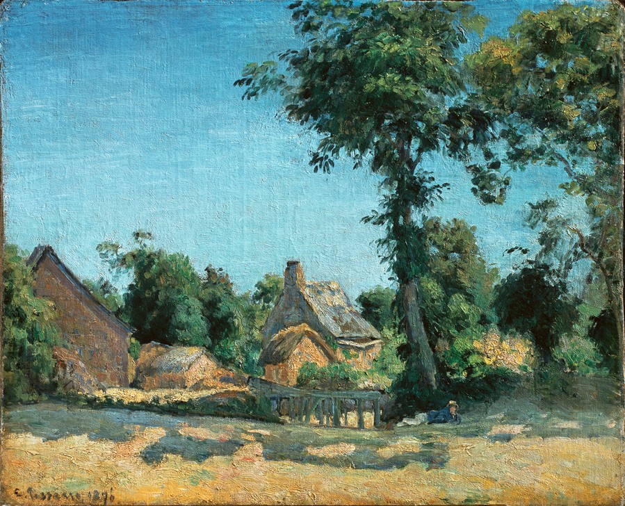 Camille Pissarro, Landschaft (Dorf,Himmel (Natur),Jahreszeiten,Landschaft,Sommer,Impressionismus,Schule Von Barbizon,Französische Kunst,Sonnenschein)