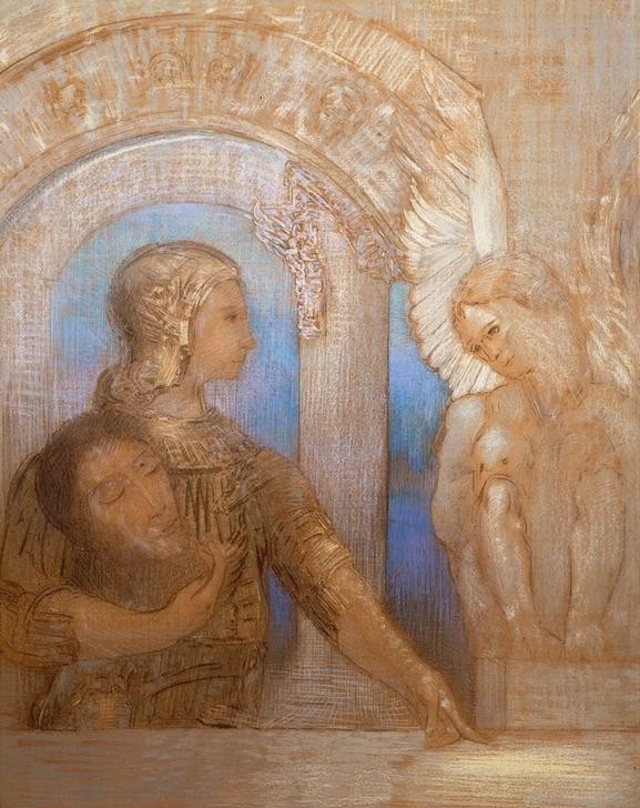 Odilon Redon, Der Mystische Ritter (Engel,Ritter,Symbolismus,Französische Kunst,Mystik)