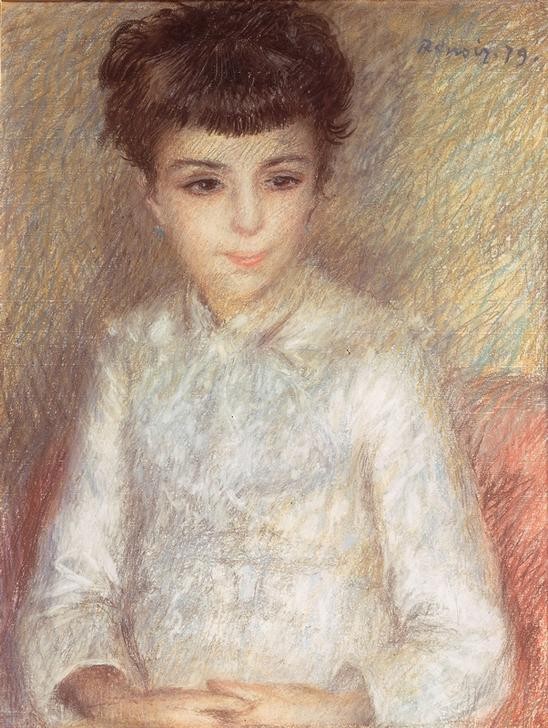 Pierre-Auguste Renoir, Bildnis eines jungen Mädchens mit braunem Haar (Mädchen,Maler (Künstler),Impressionismus,Portrait,Französische Kunst,Braune Haare,Kurze Haare)