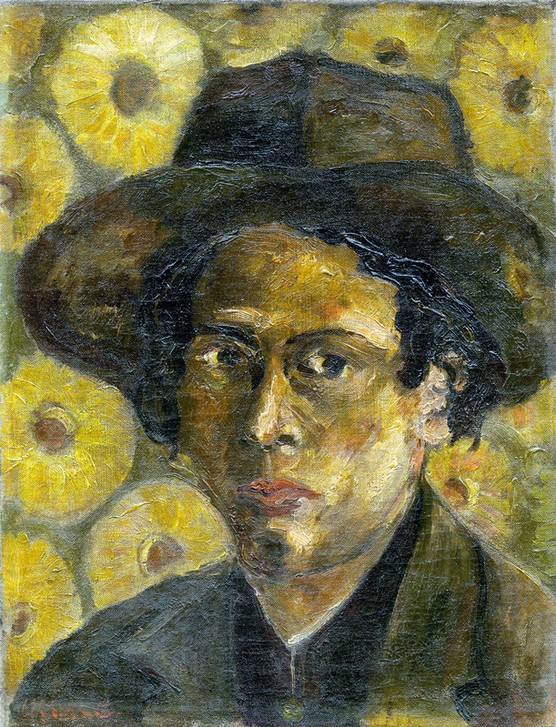 CHEN CHENGBO, Self portrait (Portrait, Selbstportrait, Künstler, Hut, Wunschgröße, Klassische Moderne, Wohnzimmer, Treppenhaus)