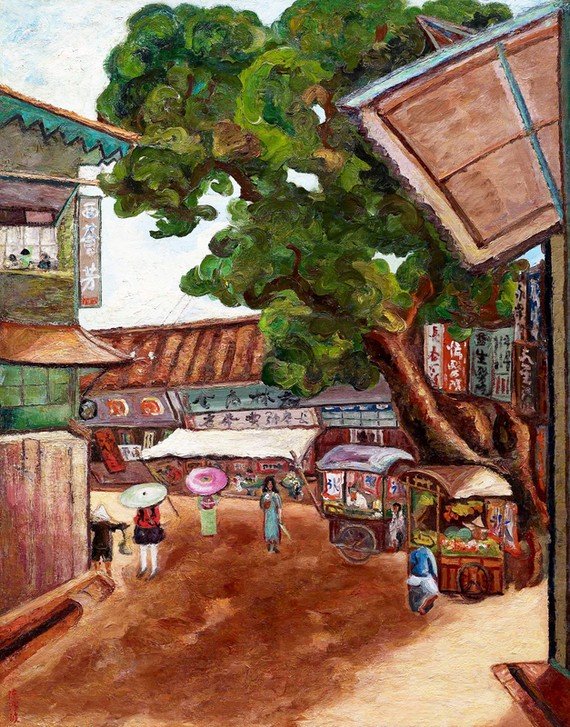 CHEN CHENGBO, West Huifang (Asien, Städte, Dorf, Markt, Taiwan, Landschaft, Wunschgröße, Klassische Moderne, Wohnzimmer, Treppenhaus)