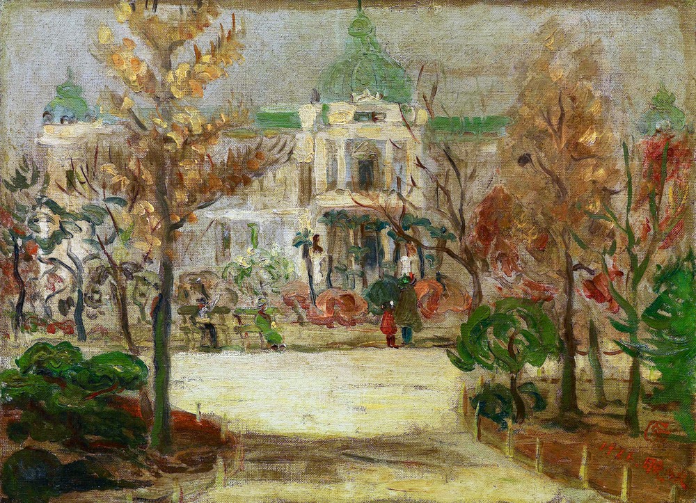 Chen  Chengbo , Museum in Autumn (Asien, Städte, Gebäude, Museum, Herbst, Jahreszeit, Park, Architektur, Malerei, Taiwan, Wunschgröße, Klassische Moderne, Wohnzimmer, Treppenhaus)