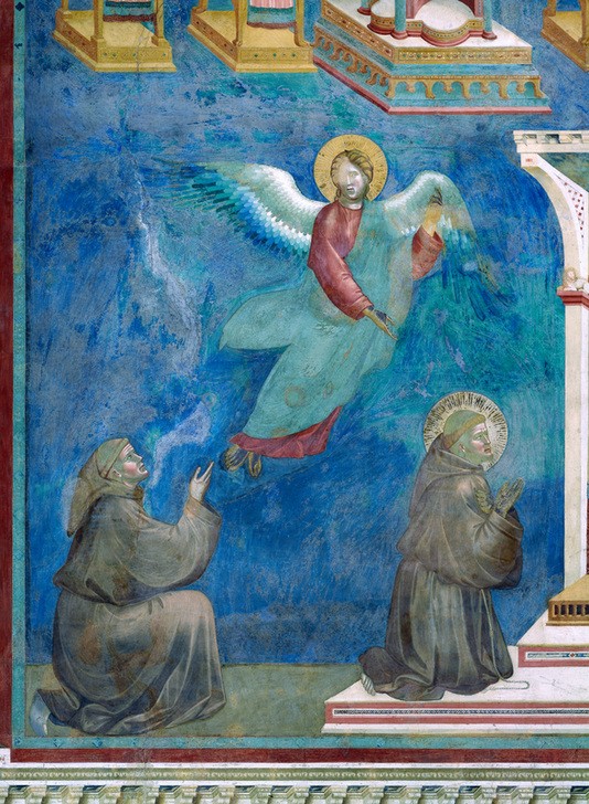 Giotto di Bondone, Die Vision der Throne (Engel,Franziskaner,Heilige,Gotik,Vision,Heiligenlegende,Italienische Kunst)