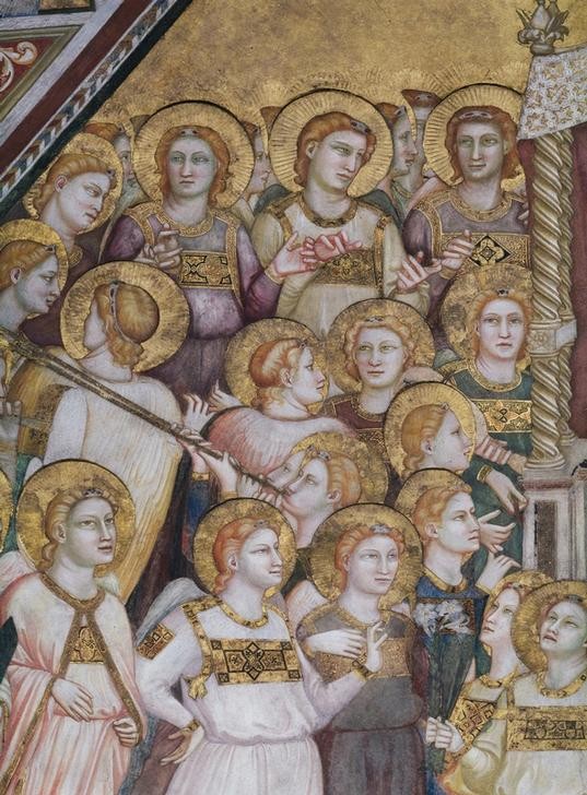 Giotto di Bondone, Die Verherrlichung des hl. Franziskus (Engel,Konzert,Musik,Posaune,Instrument,Gotik,Italienische Kunst,Engelskonzert)