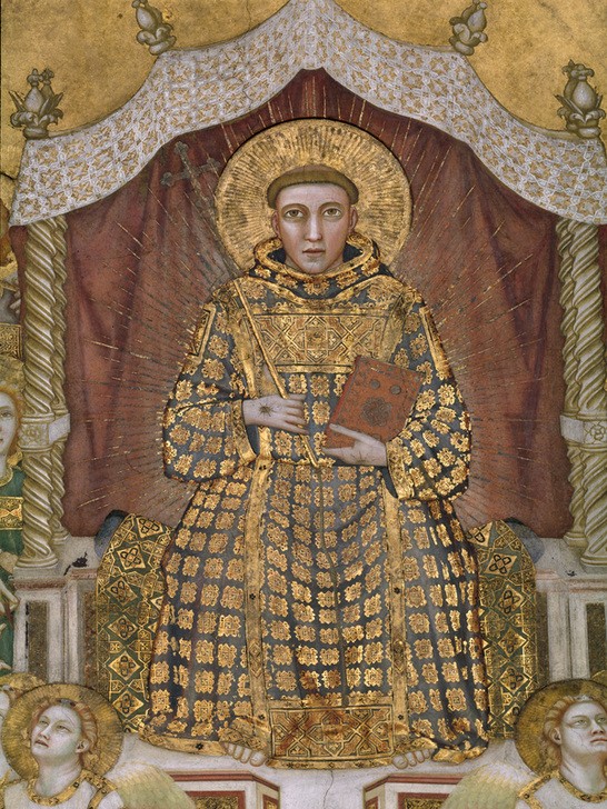 Giotto di Bondone, Die Verherrlichung des hl. Franziskus (Franziskaner,Heilige,Gotik,Portrait,Mönch,Heiligenlegende,Italienische Kunst,Thron,Glorie,Heiligenschein,Ordensgründer)