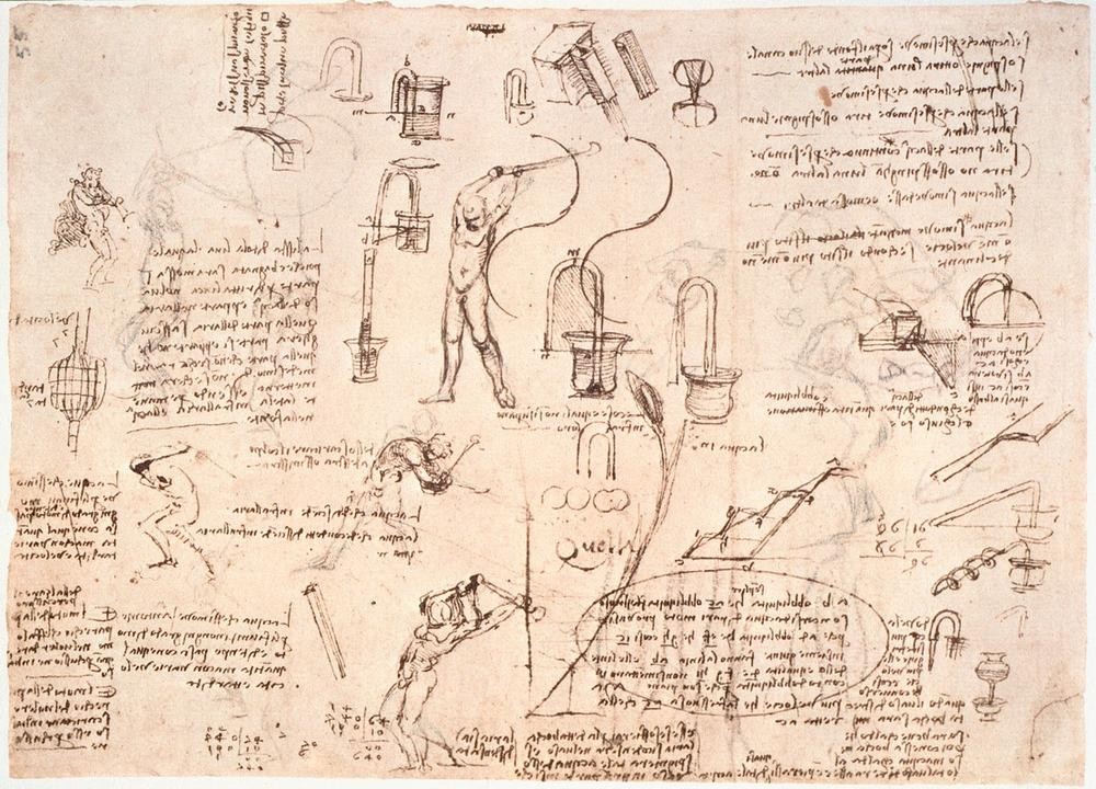 Leonardo da Vinci, Studien zum Wasserfluß in Rohren ... (Anatomie,Geheimschrift,Handschrift,Mann,Medizin,Naturwissenschaft,Physik,Schreiben Und Schrift,Siphon,Wasserleitung,Renaissance,Schlagen,Autograph,Technik,Studie,Italienische Kunst,Spiegelschrift,Bewegungsablauf,Bewegung)