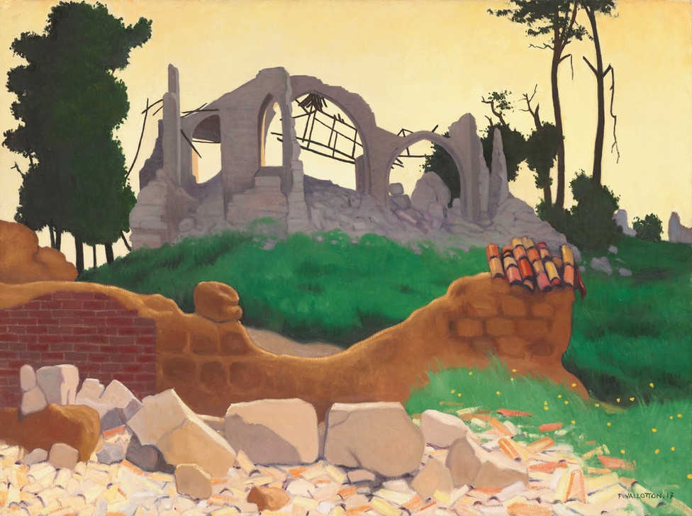 Felix Vallotton, Die Kirche von Souain (Kirche,Ruine,Zerstörung,Trümmer,Erster Weltkrieg)