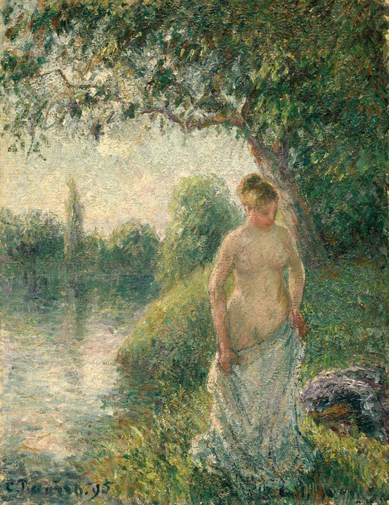 Camille Pissarro, Die Badende (Bad Im Freien,Frau,Fluss,Akt)