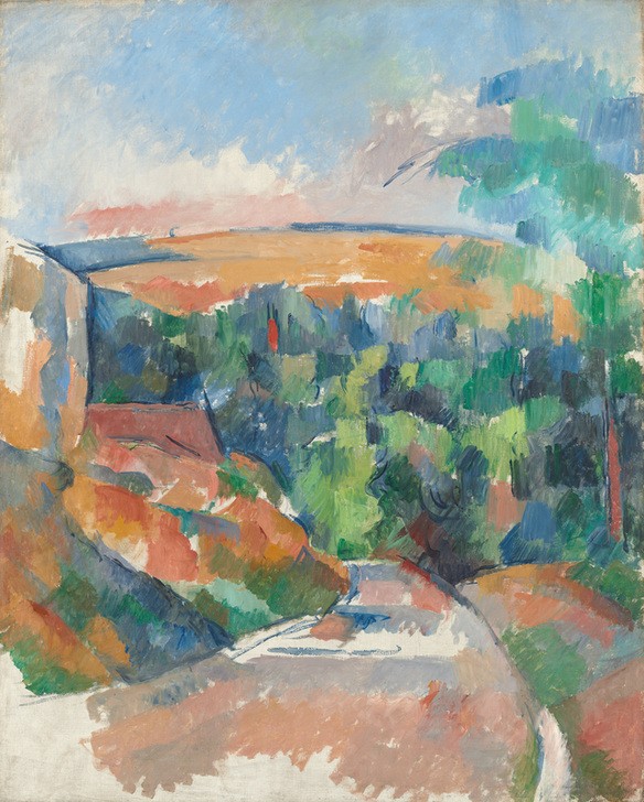 Paul Cézanne, The Bend in the Road (Impressionismus,Blau,Grün,Bunt)