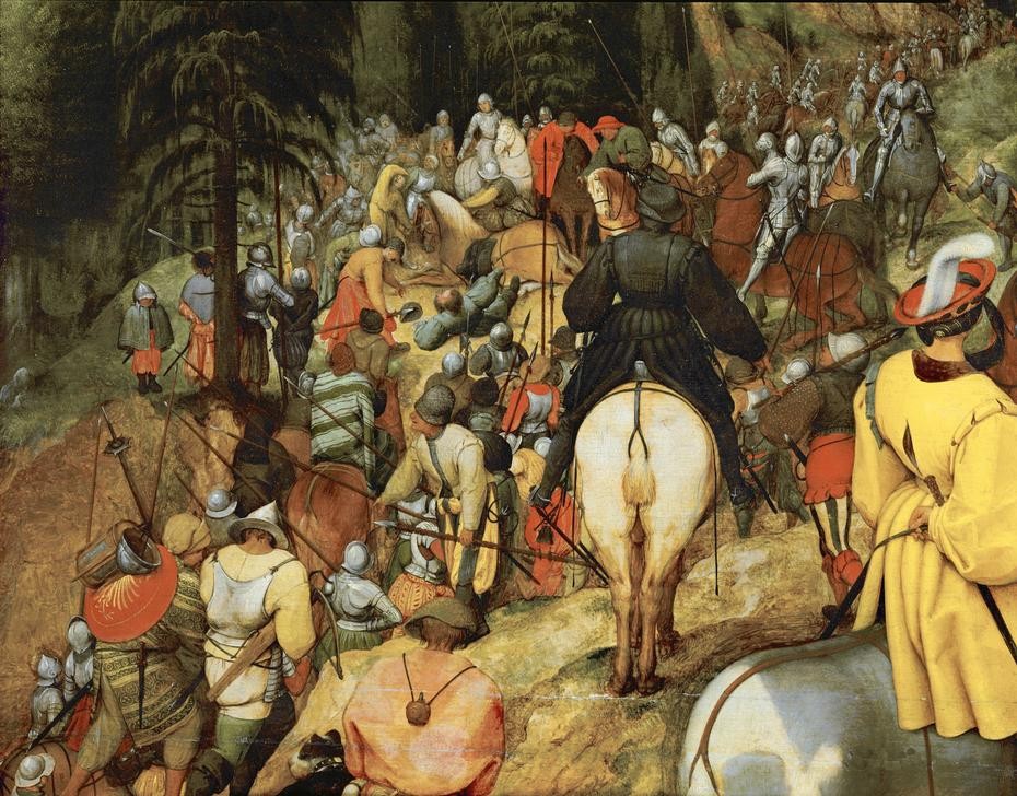 Pieter Brueghel der Ältere, Die Bekehrung Pauli (Vom Saulus zum Paulus, Sturz, Pferd, Reiter, Truppe, Religion, Christentum,  Bekehrung, Neues Testament, Bibel,  Apostelgeschichte, Renaissance, Klassiker, Malerei, Wunschgröße, Wohnzimmer, bunt)