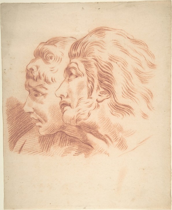 Francois Boucher, Drawing for "La Colonne Trajane" (Protraits, GEsichter, Studie, Trajanssäule, Antike, Rokoko, Klassiker, Wunschgröße, Wohnzimmer, Treppenhaus, Zeichnung, Rötel)