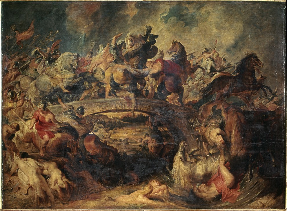Peter Paul Rubens, Amazonenschlacht (Amazone,Brücke,Flämische Kunst,Frau,Krieg,Mythologie,Pferd (Tier),Reiter,Barock,Schlacht,Frau Beim Militär,Niederländische Kunst,Kampf,Reiterschlacht,Kampf Der Geschlechter,Tier,Reiten,Reiterkampf (Kampf),Griechisch-Römische Mythologie)