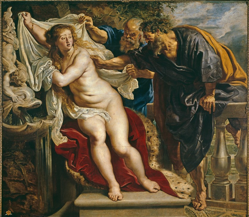 Peter Paul Rubens, Susanna und die beiden Alten (Bad Im Freien,Erotik,Flämische Kunst,Frau,Barock,Altes Testament,Akt,Bibel,Voyeurismus,Johannistrieb,Niederländische Kunst,Scham,Susanna Und Die Alten,Jüdisch-Christlich,Gemeinschaftsbild)
