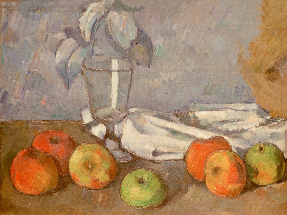 Paul Cézanne, Glas und Äpfel (Apfel,Glas,Kunst,Obst,Impressionismus,Nahrungsmittel,Stillleben,Französische Kunst)