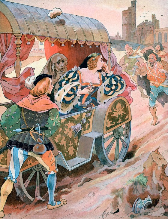 Ferdinand Bac, Unbekannt (ALLEE, FRAU, JAGD, TRANSPORT, WAGEN, STEIN, ANGST, ANGRIFF, WEG, BACH, VERFOLGUNG, DAME, HINTERHALT, PANORAMA, WARNUNG, FARBE)