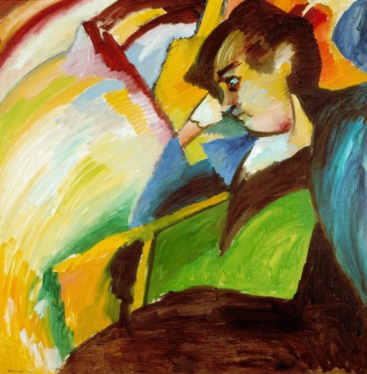Wassily Kandinsky, Dame (Frau, Künstlerin, Malerin, Portrait, Expressionismus, Russische Kunst, Wohnzimmer, Treppenhaus, Wunschgröße, Klassische Moderne, bunt)