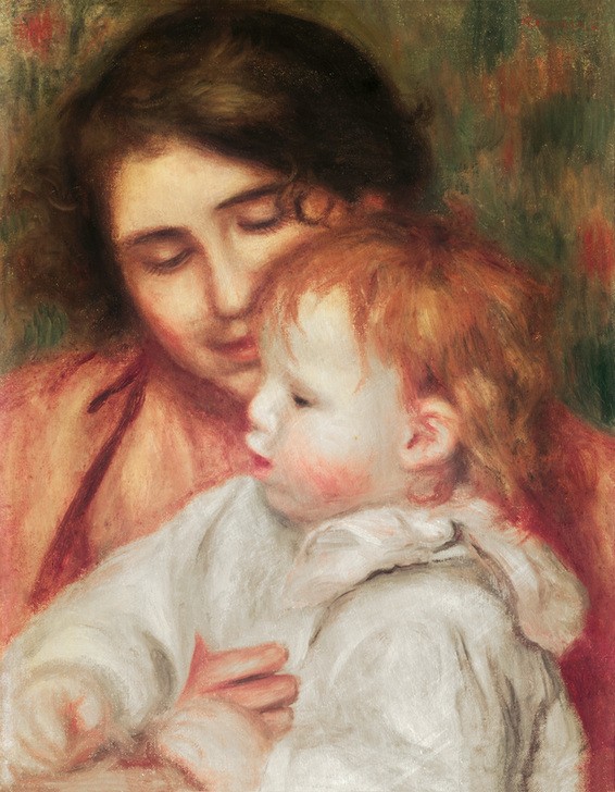 Pierre-Auguste Renoir, Gabrielle et Jean (Frau,Kunst,Mensch,Impressionismus,Portrait,Französische Kunst,Kindermädchen,Junge Frau,Ecole De Paris,Signatur)