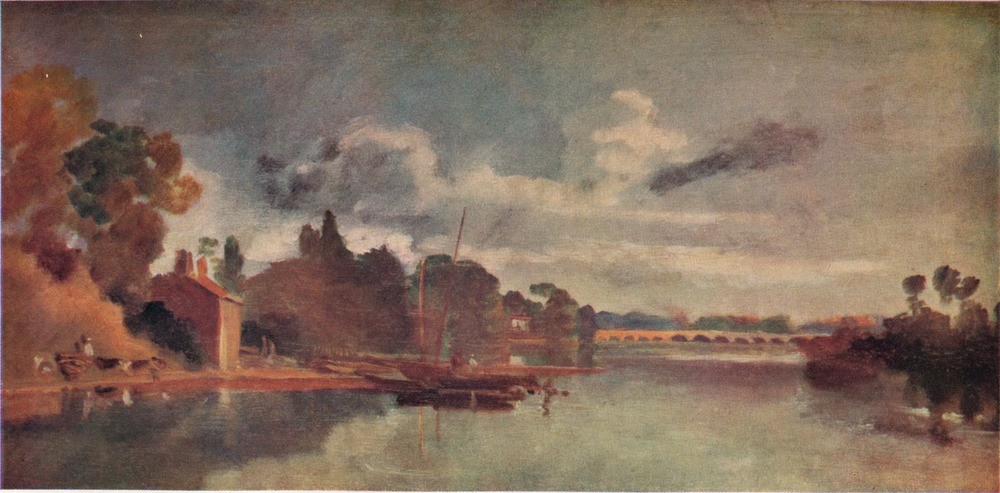 JOSEPH MALLORD WILLIAM TURNER, The Thames near Walton Bridges, 1805 (Boot,Brücke,Geographie,Museum,Transport,Wetter,Fluss,Tag,Farbe)