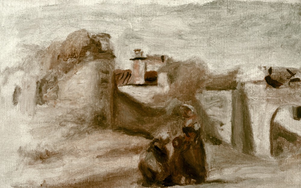 Pierre-Auguste Renoir, Paysage d'après Corot (Kunst,Landschaft,Stadttor,Stadtmauer,Tor,Impressionismus,Französische Kunst)