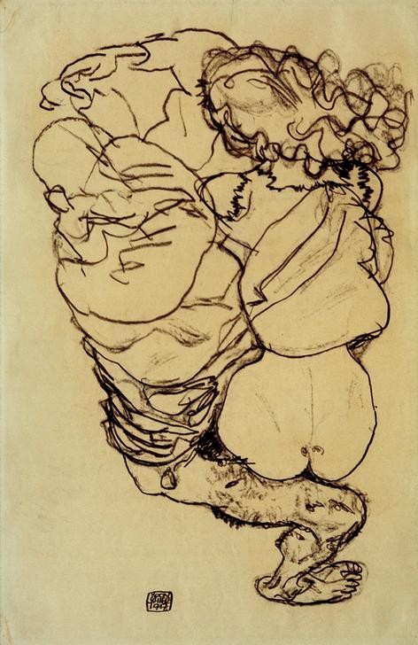 Egon Schiele, Mann und Frau (Erotik,Frau,Pornographie,Liebespaar,Mann,Expressionismus,Österreichische Kunst,Erotische Kunst,Sexualität)