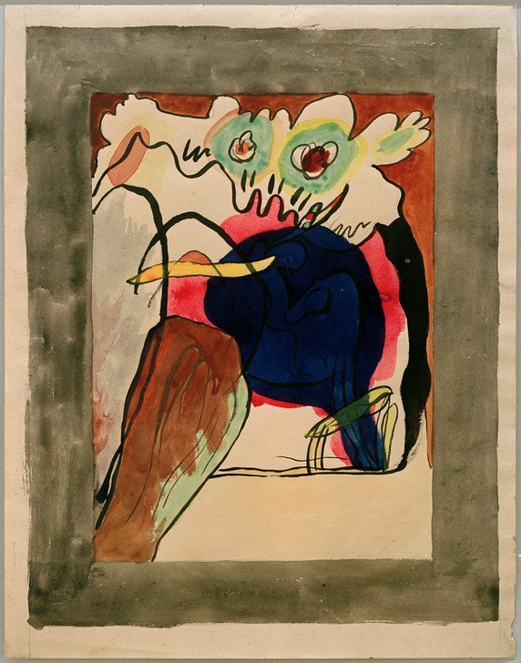 Wassily Kandinsky, Entwurf für den Umschlag des Almanachs 'Der Blaue Reiter' (Epochen,Kunst,Pferd (Tier),Periodika,Zeitschrift,Zeitung,Expressionismus,Der Blaue Reiter,Russische Kunst,Künstlervereinigung,Titelseite,Entwurf,Almanach)