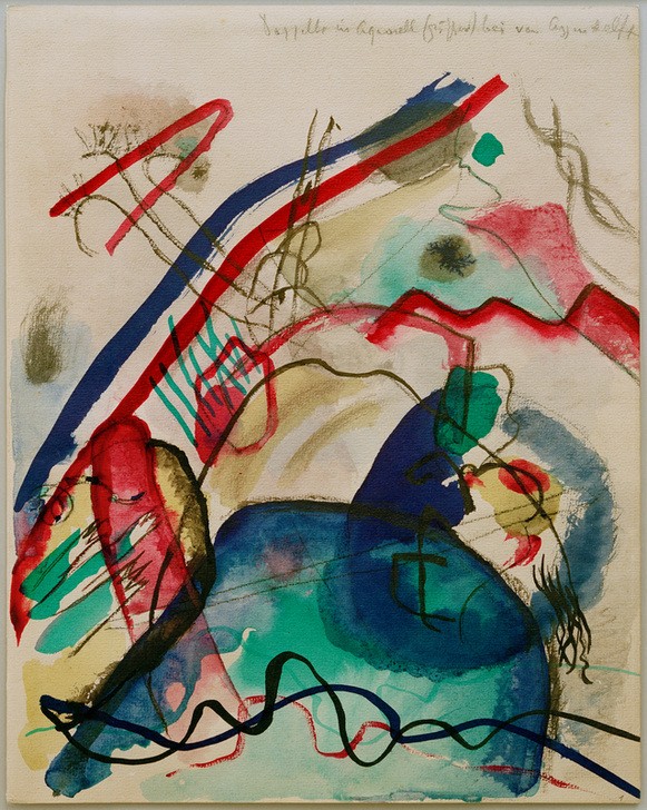 Wassily Kandinsky, Entwurf zu ‘Bild mit weißem Rand' (Kunst,Expressionismus,Der Blaue Reiter,Abstrakte Kunst,Russische Kunst,Entwurf,Abstraktion, Abstrakter Expressionismus, Wohnzimmer, Treppenhaus, Wunschgröße, bunt)