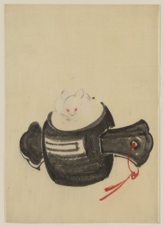 Katsushika Hokusai, Mouse, facing front, sitting on a mallet... (Kunst,Völkerkunde,Japanische Kunst)